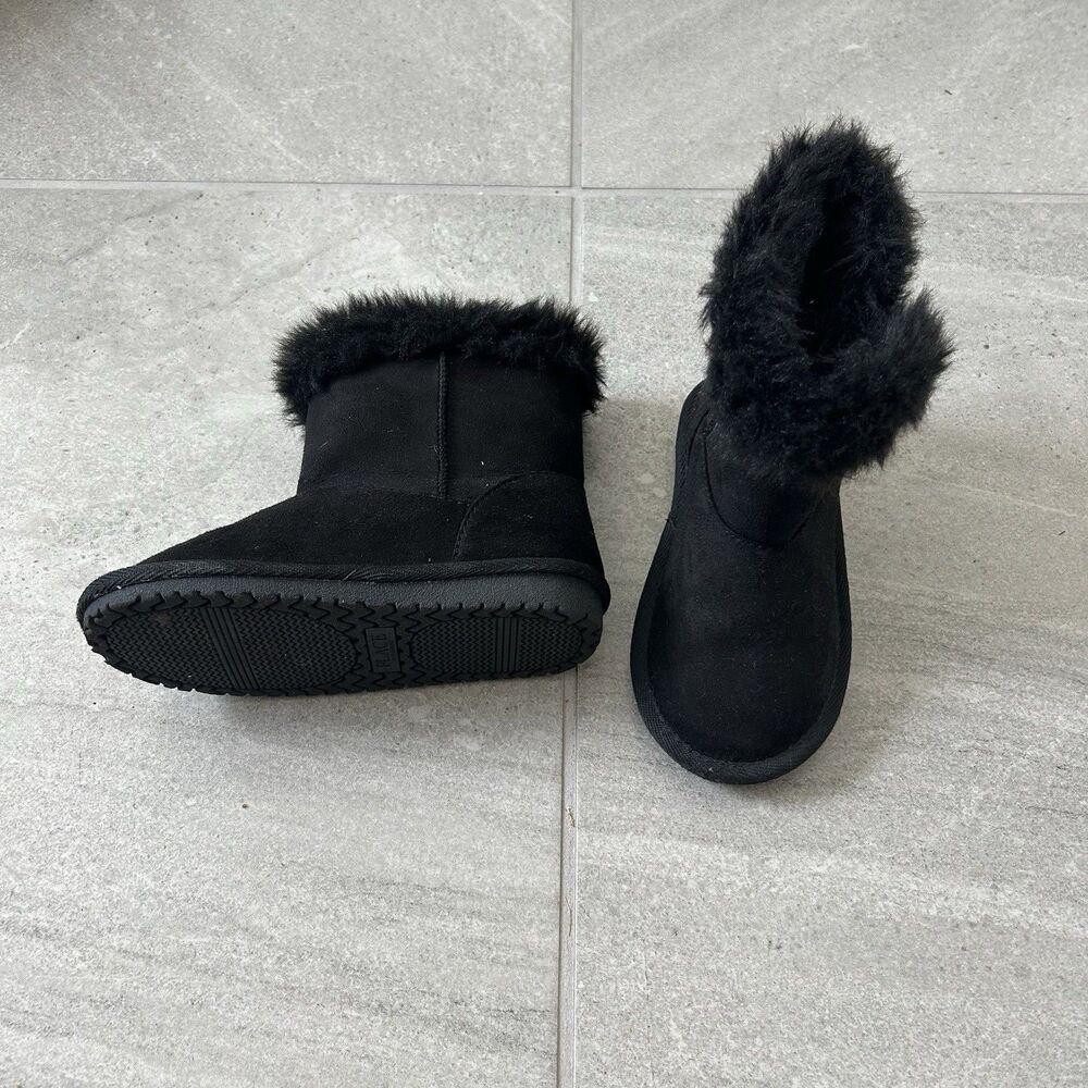 Childrens Place Black Faux Suede Winter Boots Size 10